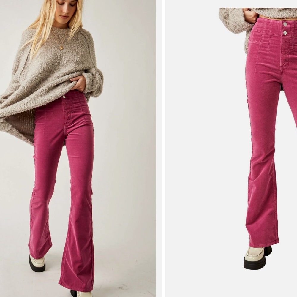 NWT Free People Jayde High Rise Pink Corduroy Jeans